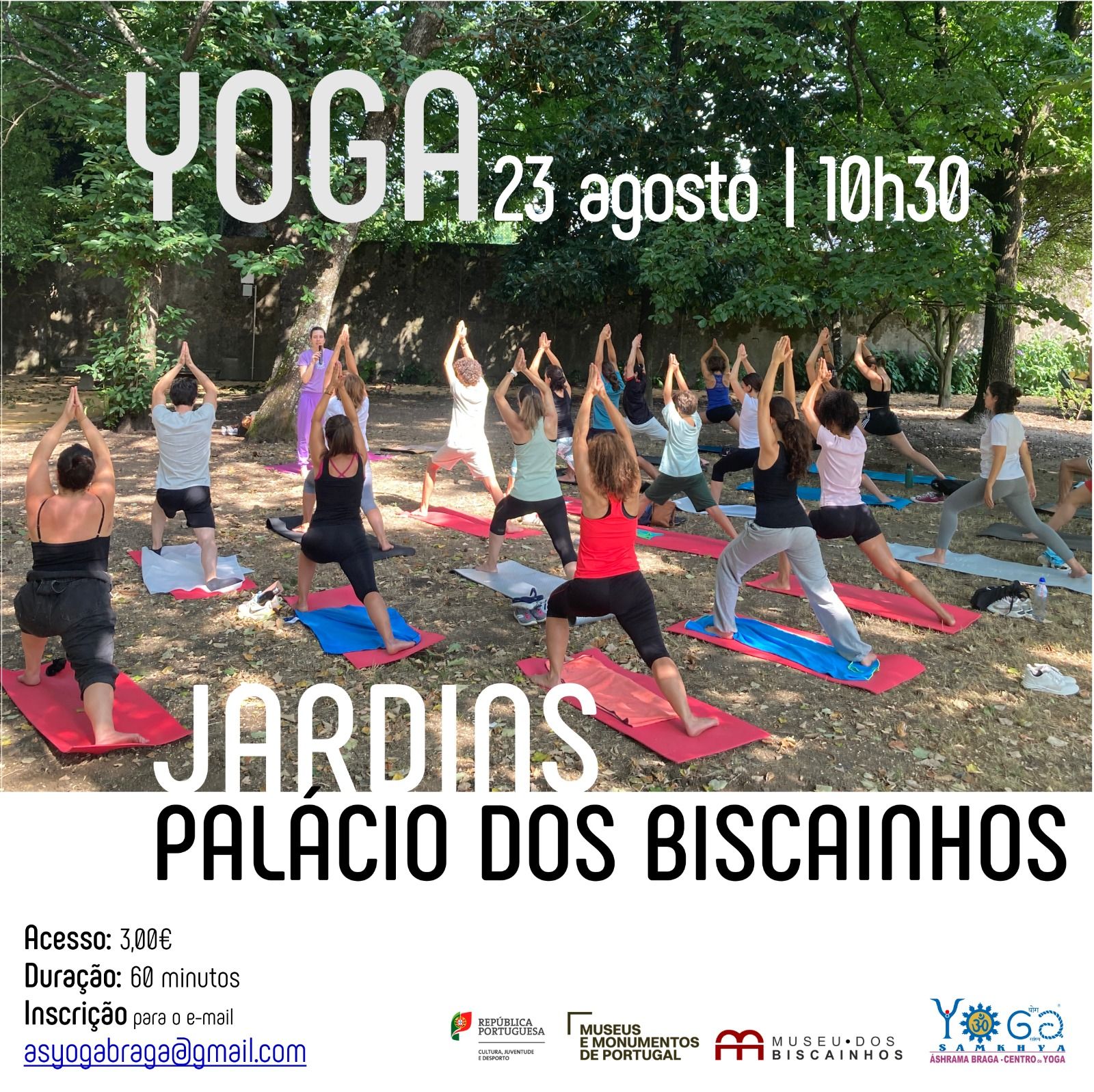 YOGA NOS JARDINS DO PALÁCIO DOS BISCAINHOS - 23 de agosto | 10h30